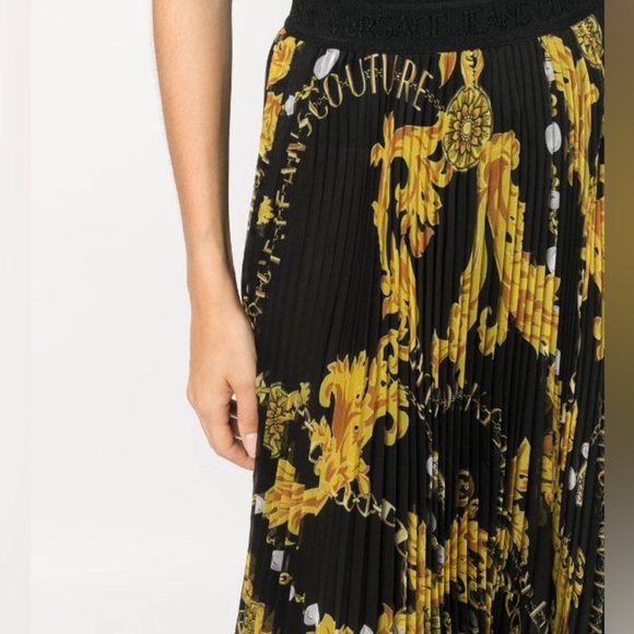 Versace Jeans Couture Chain Couture midi skirt Savage Barocco IT 48 US 12 pleats - Picture 5 of 9